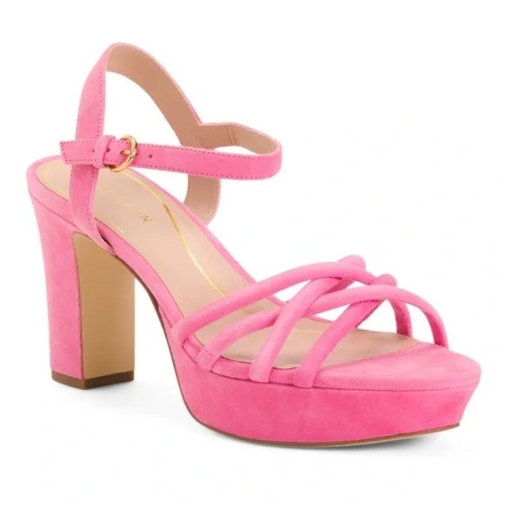 Cole Haan Grove Suede Platform Sandal Neon Fuschia NIB